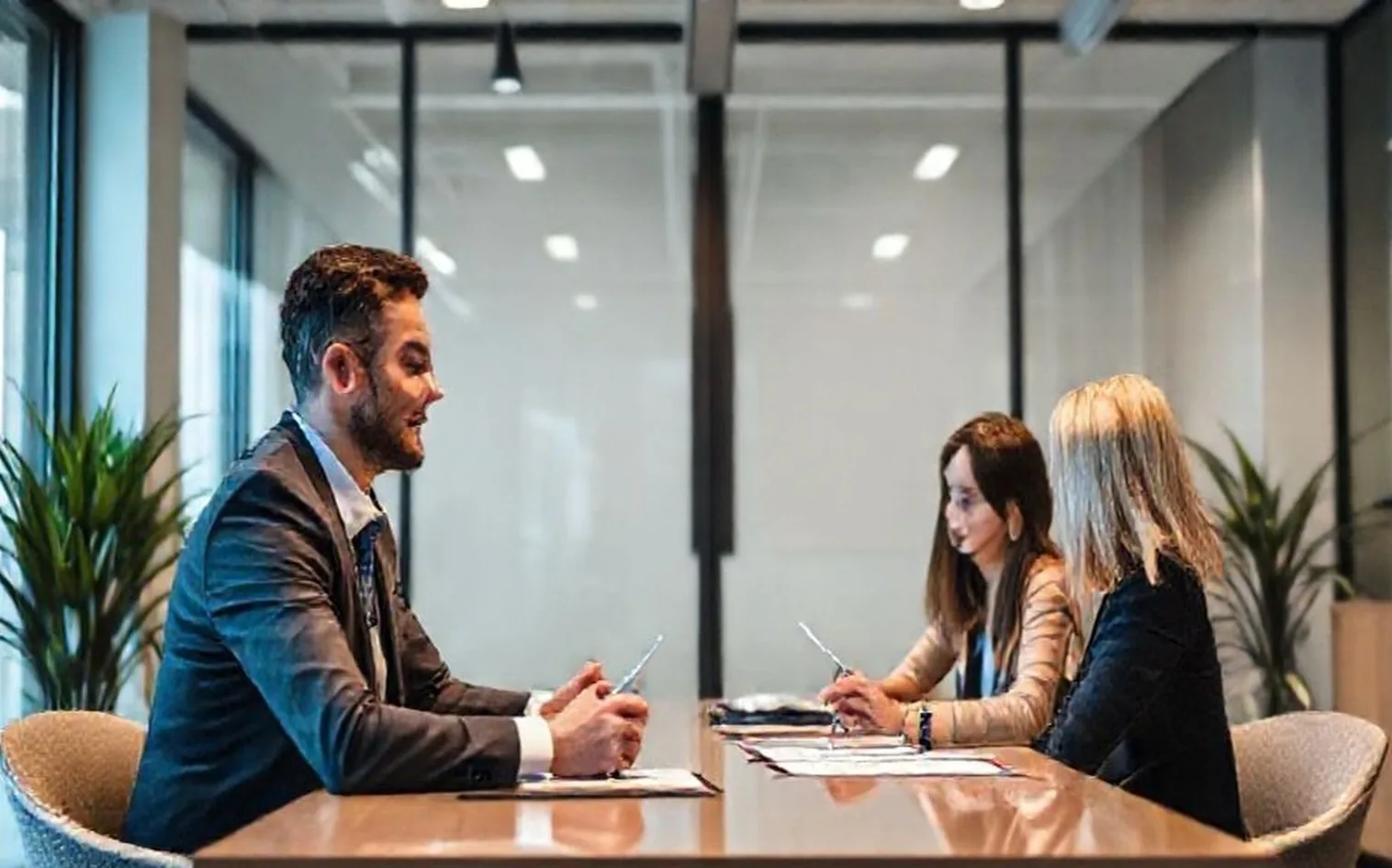 Contract negotiation consultation in professional office